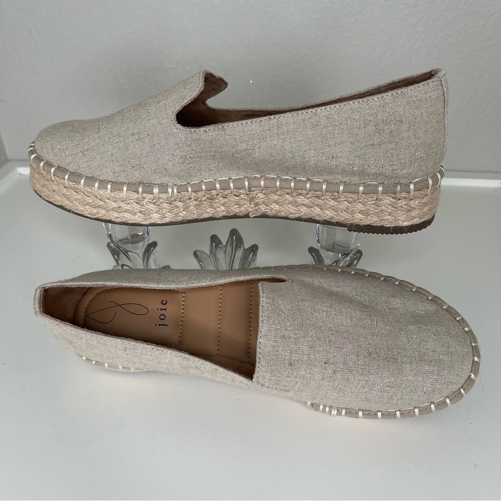 Joie Cara Linen Platform Espadrilles bohemian metallic shimmer boho slip on shoe - Picture 12 of 14